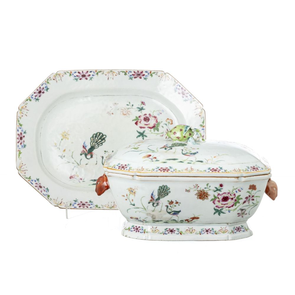 Porcelana oriental - Terrina com travessa - Companhia das Índias