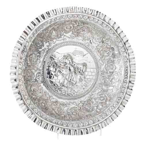 Grande salva de aparato em prata - Século XIX - Porto Coroa
