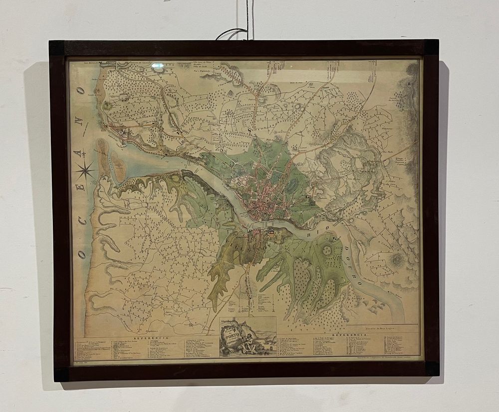 Reprodução de um mapa de 1833 da cidade do Porto