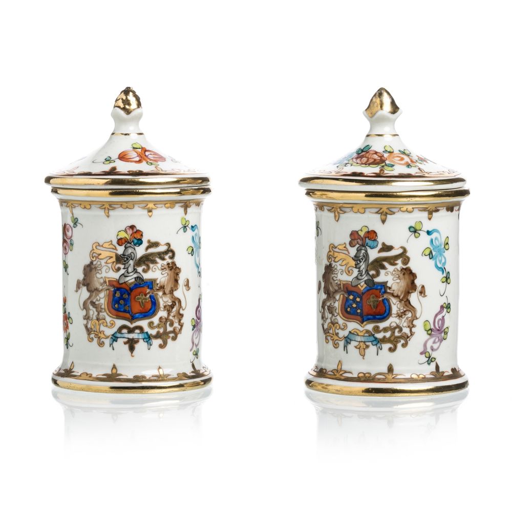 Porcelana oriental - Par de pote com tampa