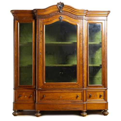 Armário vitrine de grandes dimensões em pau-santo - Século XIX