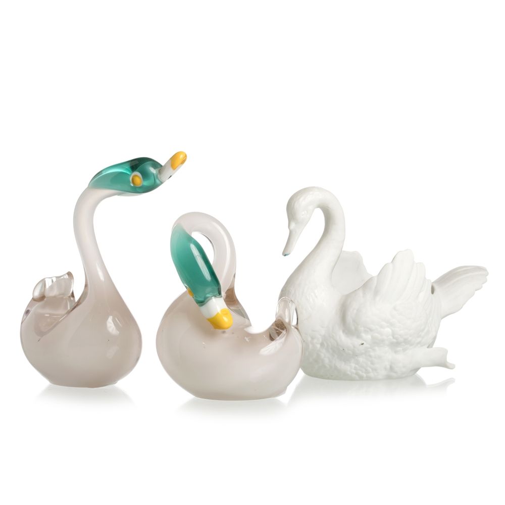 Cristal e vidro - Três cisnes Murano e - Vista Alegre