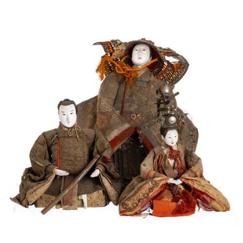Escultura Oriental - Três figuras hina matsuri - Período Meiji