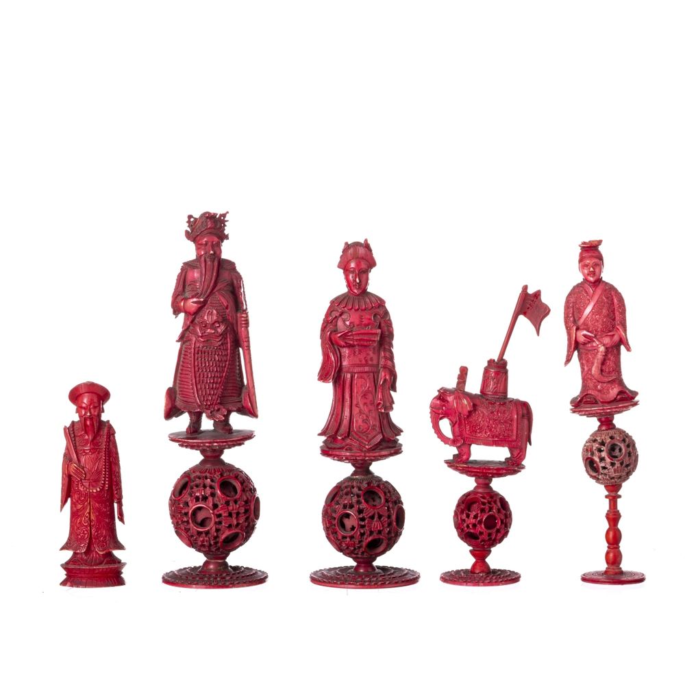 Conjunto de cinco peças de xadrês - Século XIX