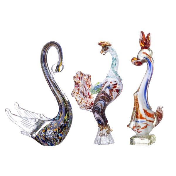 Cristal e vidro - Duas aves e canguru Murano