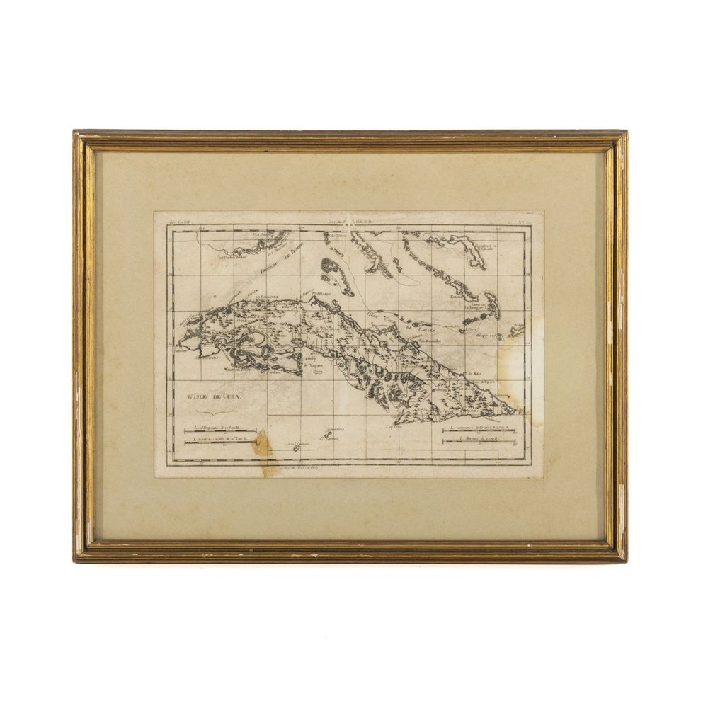 Mapa da Ilha de Cuba - Rigobert Bonne - Ano 1780