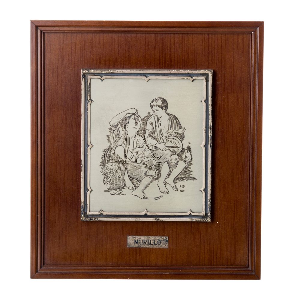 Placa em prata 'Bartolomé Esteban Murillom'