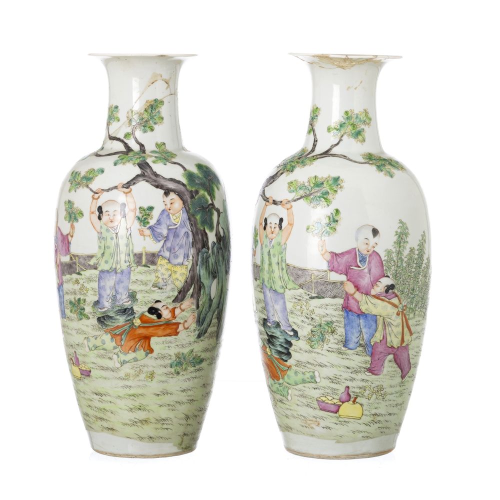 Porcelana oriental - Par de jarrões bojudos