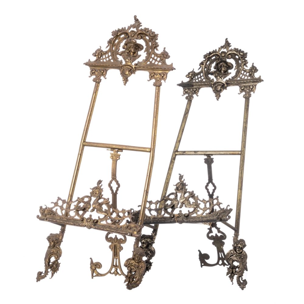 Par de cavaletes de mesa em bronze dourado - Século XIX