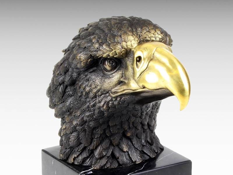 Escultura de bronze - Cabeça de águia americana
