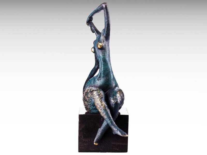 Escultura de bronze - Mulher sentada abstrata