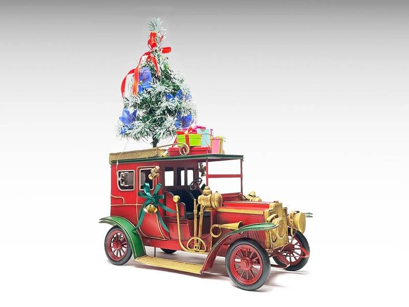 Modelo de metal - Carro clássico com ornamentos de Natal