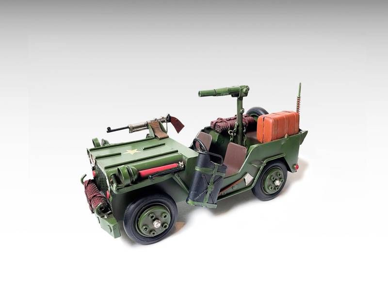 Modelo de metal - Carro do exército dos EUA vintage - Modelo Willys MB