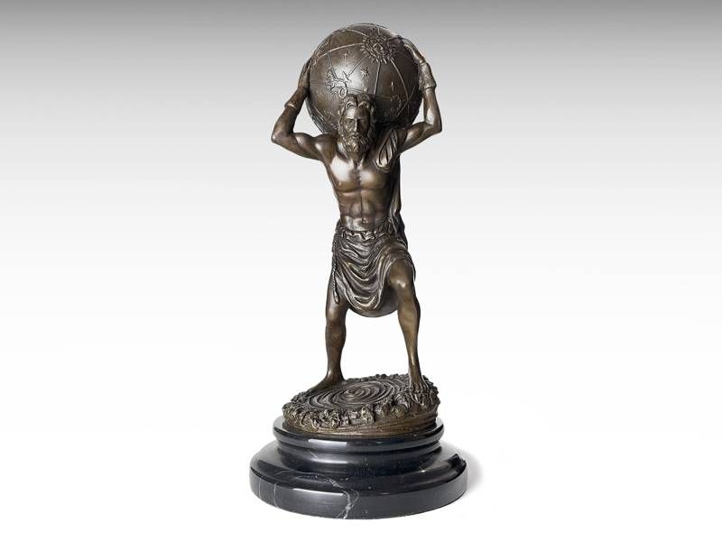 Escultura de bronze - Atlas carregando um globo