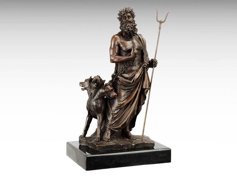 Escultura de bronze - Hades com Cérbero