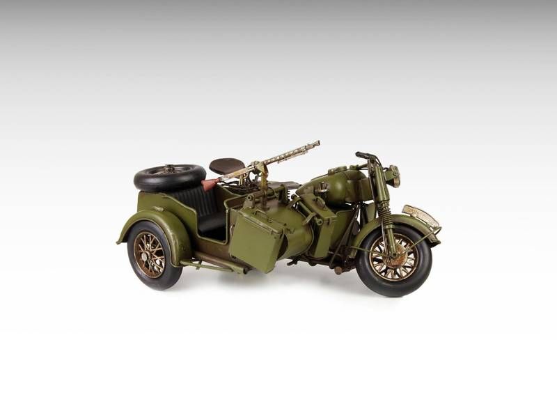 Modelo de metal - Mota do exército com sidecar
