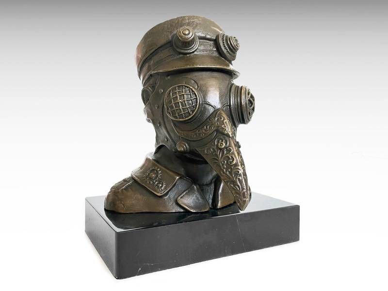 Escultura de bronze - Doutor da peste; mascarado - Arte Steampunk