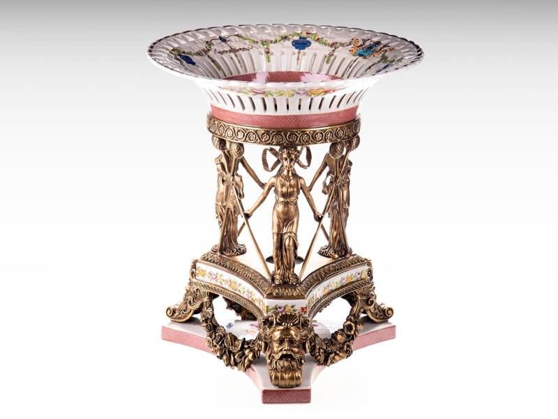 Taça de porcelana e bronze - Art Nouveau 3