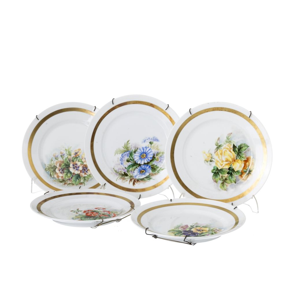Conjunto de cinco pratos "flores"