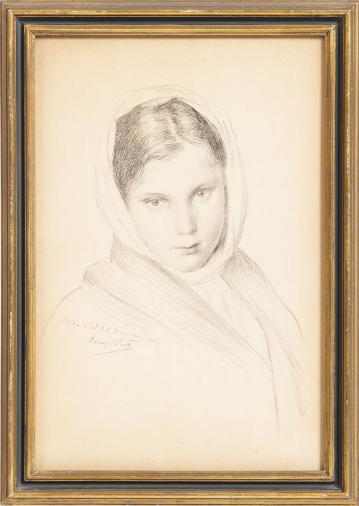 Sousa pinto - Retrato de menina - 1916 assiando
