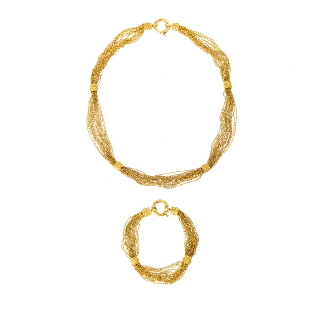 Colar e pulseira em ouro 19.2K
