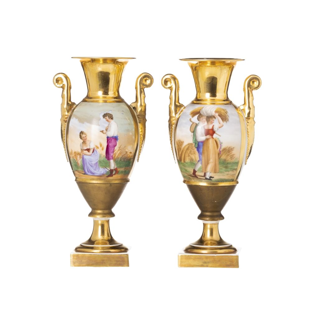 Porcelana europeia - Par de jarras império - Século XIX